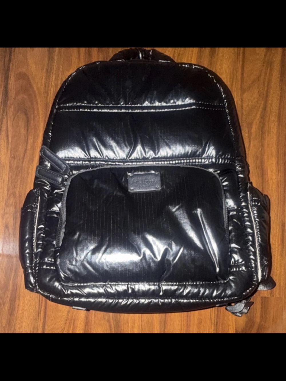 Unisex Black Quilted Backpack